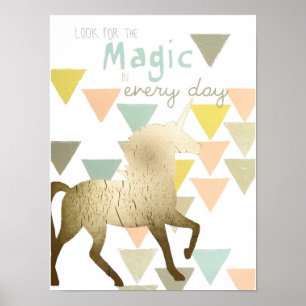 Póster Busque el Magic Everyday Gold Unicorn