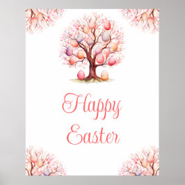 Póster Búsqueda de huevos de Pascua en el árbol de primav