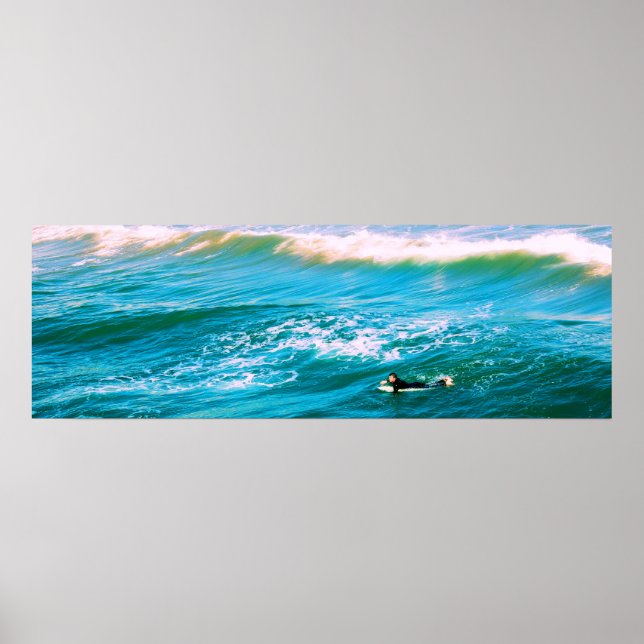 Póster Búsqueda de surfista para un Poster de onda - 12x3 (Frente)