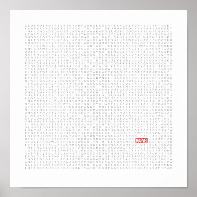 Póster Búsqueda de Wordsearch con tema de Marvel Giant (Frente)
