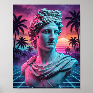 Póster Busto de Apolo — Estatua Griega Vaporwave