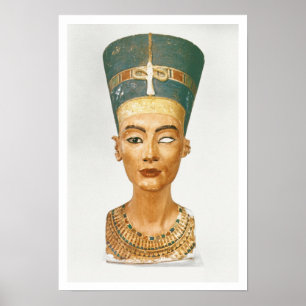 Póster Busto de la reina Nefertiti, vista delantera, del