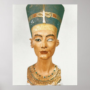 Póster Busto de la reina Nefertiti, vista delantera, del