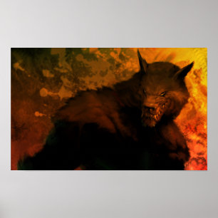 Póster busto del hombre lobo