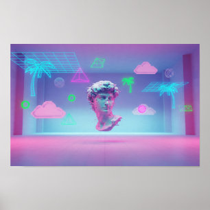 Póster Busto flotante de onda de vaporización