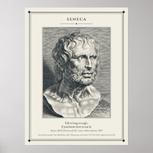 Póster Busto grabado de Séneca La vida es lo suficienteme