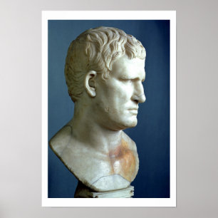 Póster Busto retrato de Agripa (63-12 a.C.) Romano (mármo