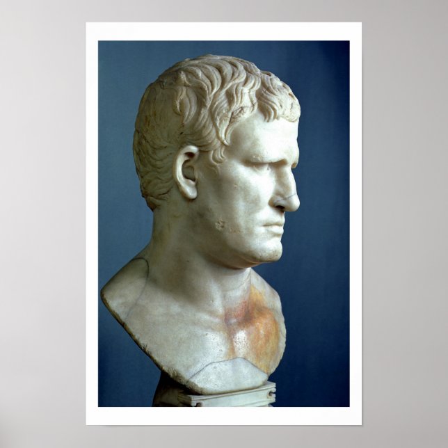 Póster Busto retrato de Agripa (63-12 a.C.) Romano (mármo (Frente)