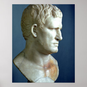 Póster Busto retrato de Agrippa (63-12 a.C.) Romano (márm