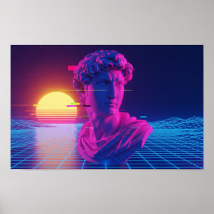 Póster Busto romano de vaporwave