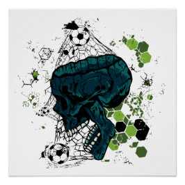 Póster But de football aux crâne tête de mort filet de bu