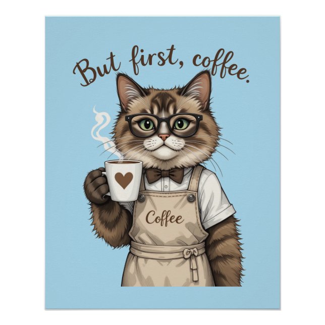 Póster But First, Coffee Cat (Anverso)