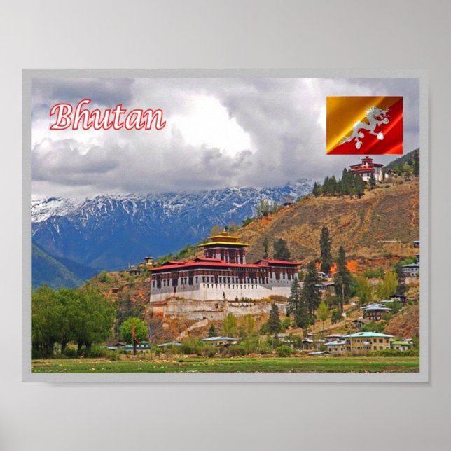 Póster Bután - El Dzong en el valle del Paro - (Frente)
