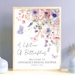 Póster Butfly Wildflower Bridal Shower
