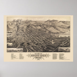 Póster Butte City, MT Panoramic Map - 1884