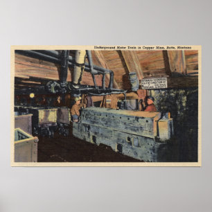 Póster Butte, Montana - Motor subterráneo