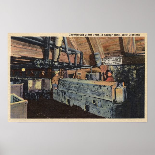 Póster Butte, Montana - Motor subterráneo (Frente)