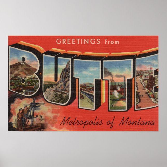 Póster Butte, MontanaLarge Letter ScenesButte, MT (Frente)
