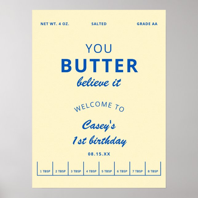 Póster Butter You Butter Believe Yellow Birthday Welcome (Frente)