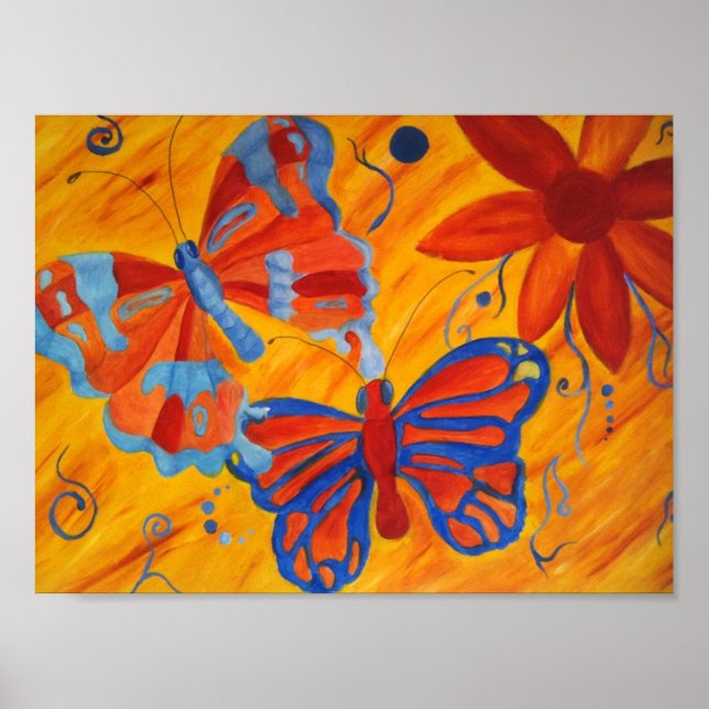 Póster butterflies and flowers Canvas Print (Frente)