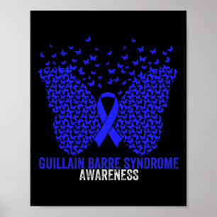 Póster Butterflies Ribbon Guillain Byrre Syndrome Awarene