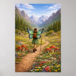 Póster Butterfly Fairy Mountain Hiker | Fairycore Flower