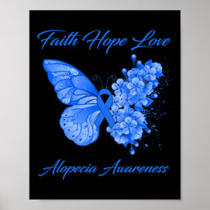 Póster Butterfly Faith Hope Love Alopecia Conciencia
