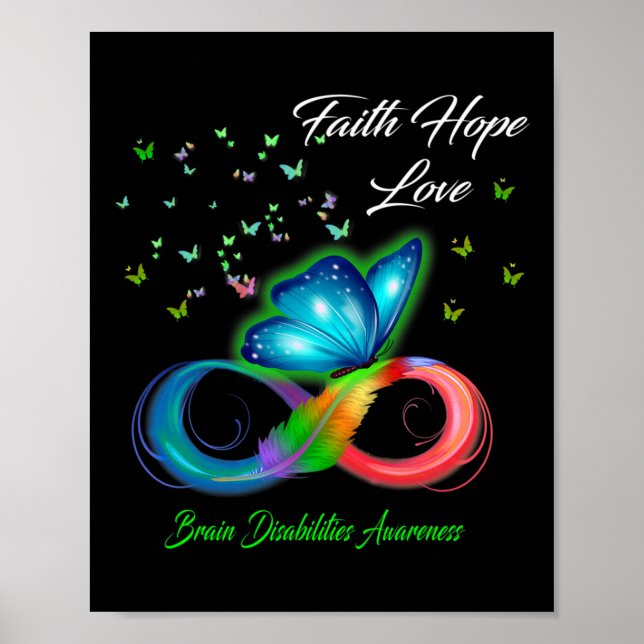 Póster Butterfly Faith Hope Love Brain Disabilities Aware (Frente)