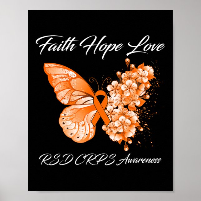 Póster Butterfly Faith Hope Love Rsd Crps Conciencia 1 (Frente)