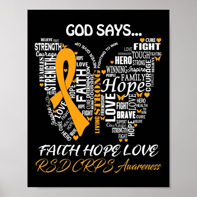 Póster Butterfly Faith Hope Love RSD CRPS Regalos de sens (Frente)