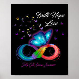 Póster Butterfly Faith Hope Love Sickle Cell Anemia Aware