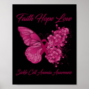Póster Butterfly Faith Hope Love Sickle Cell Anemia Aware