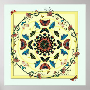 Póster Butterfly Garden Circular Abstract Poster Print