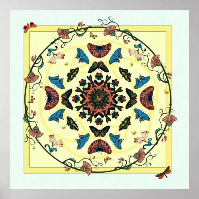 Póster Butterfly Garden Circular Abstract Poster Print (Frente)