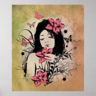 Póster Butterfly Girl 3 Poster