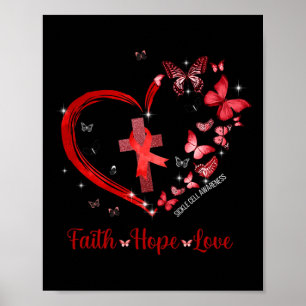 Póster Butterfly Heart Faith Hope Love Sickle Cell Awaren