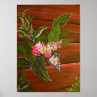 Póster Butterfly on Bush Print