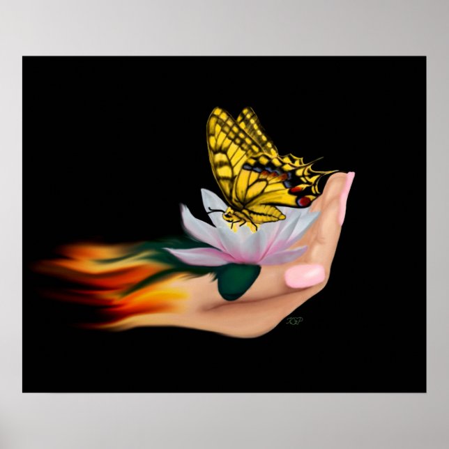 Póster Butterfly on Lotus Bloom (Frente)