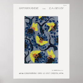 Póster Butterfly pochoir pattern in Art Nouveau