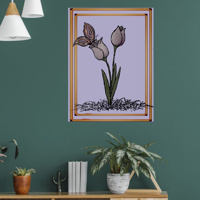 Póster Butterfly Tulips Print, Poster (Salón 1)