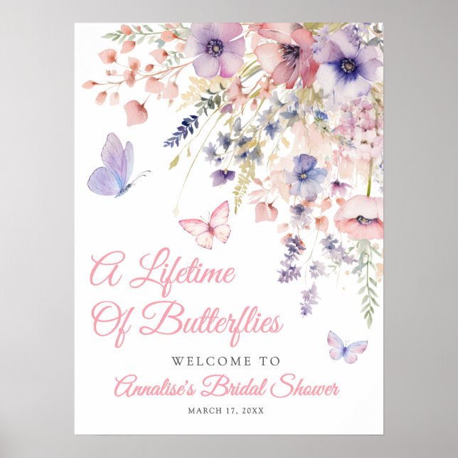 Póster Butterfly Wildflower Bridal Shower (Frente)