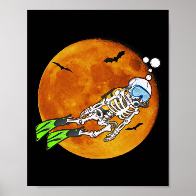 Póster Buzo de buceo de Halloween (Frente)