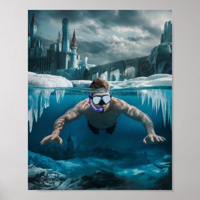Póster Buzo de hielo espera la primavera (Frente)