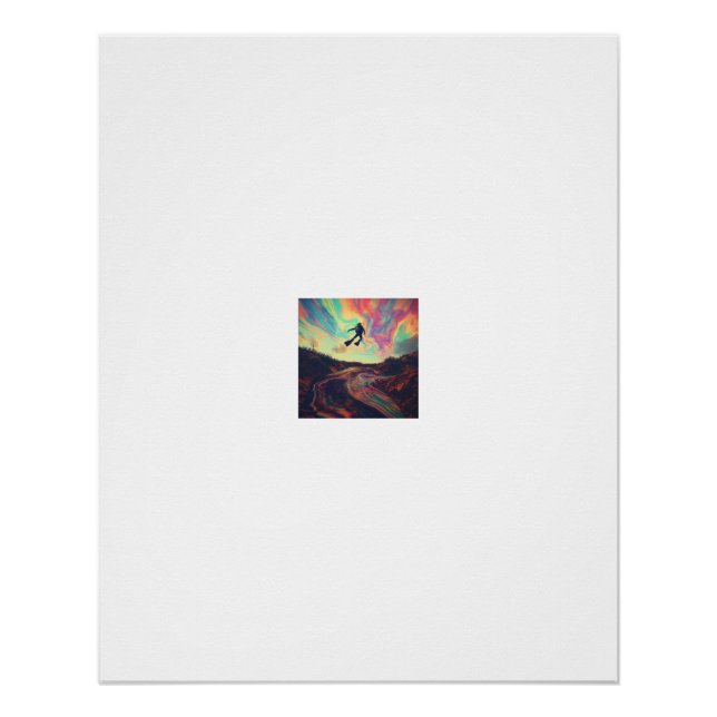 Póster Buzo Flotando Cielo Arcoíris (Anverso)