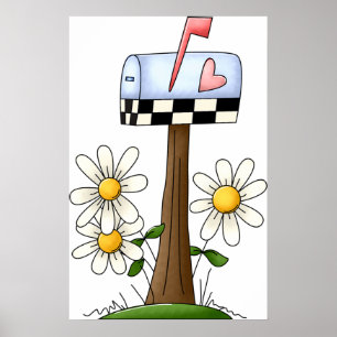 Póster Buzón Y Daisies