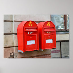Póster Buzones de correo rojo danés