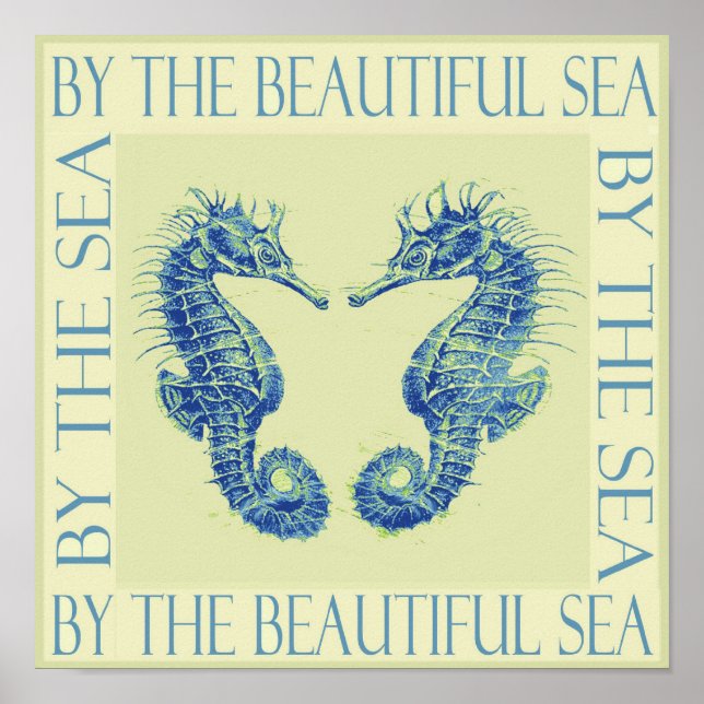 Póster by the beatiful sea- yellow seahorses (Frente)