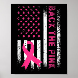 Póster Byck the Pink Ribbon American Flag Cancer A