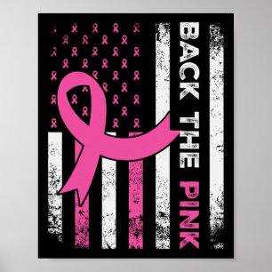 Póster Byck the Pink Ribbon American Flag Cancer A