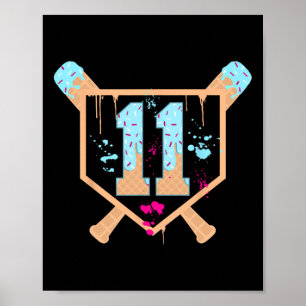 Póster Bysebyll 11 Year Old Ice Cream Drip Cumpleaños 11